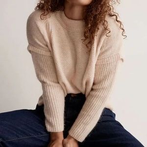 Madewell Cable Knit Havener Pullover Sweater Wool & Alpaca Cream